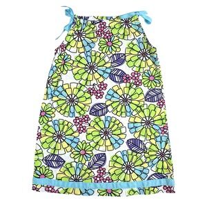 Hanna Andersson Floral Print Pillowcase Dress Girls 140/10‎ Ribbon Shoulder Ties